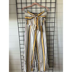 Gypsies‎ & Moondust Striped Linen Cropped Wide Leg Jumpsuit Juniors Size 5